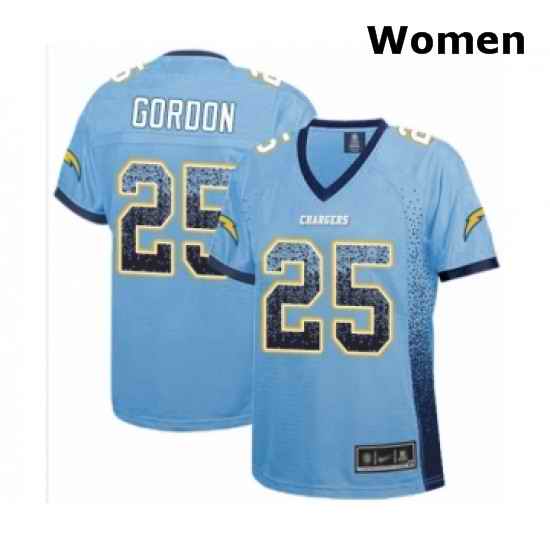 Womens Los Angeles Chargers 25 Melvin Gordon Elite Electric Blue Drift Fashion Football Jersey